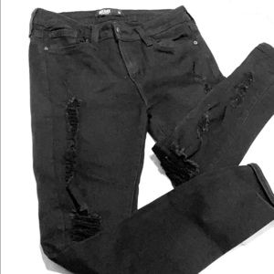 Just Black Shredded Black Skinny Jeans